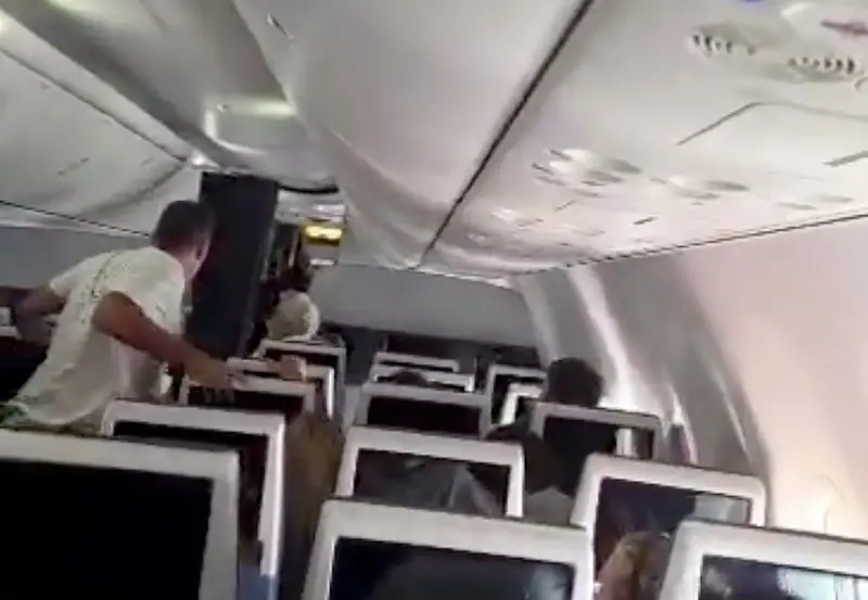Flydubai Boeing 737 aircraft at an airport after an emergency diversion